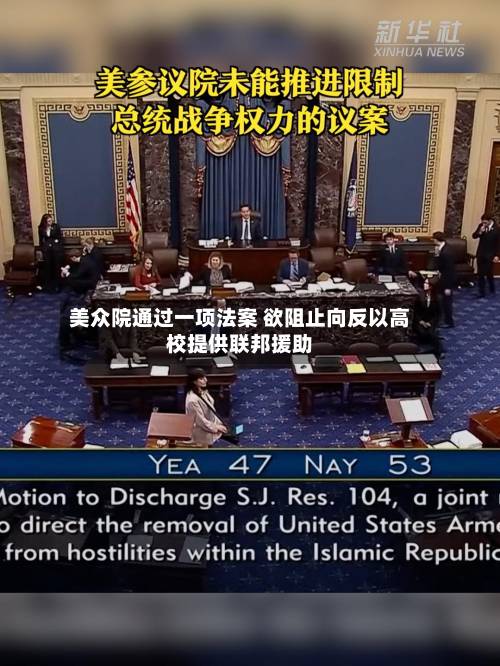 美众院通过一项法案 欲阻止向反以高校提供联邦援助-第1张图片
