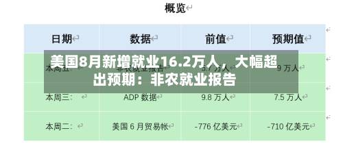 美国8月新增就业16.2万人，大幅超出预期：非农就业报告-第2张图片