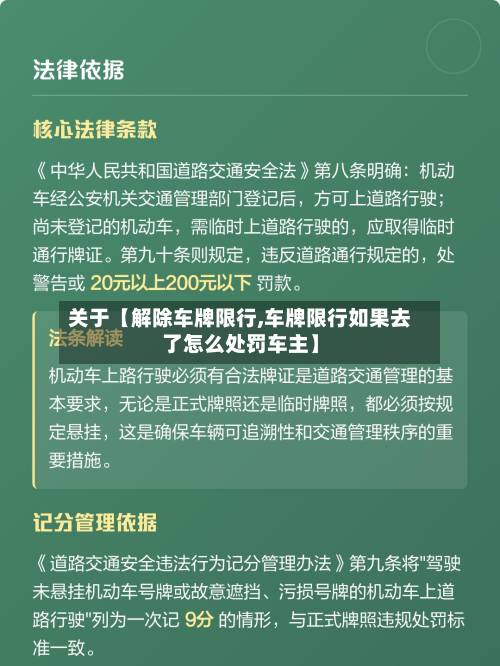 关于【解除车牌限行,车牌限行如果去了怎么处罚车主】