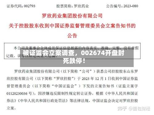 被证监会立案调查	，002674开盘封死跌停！-第2张图片