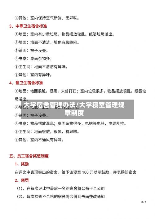 大学宿舍管理办法/大学寝室管理规章制度