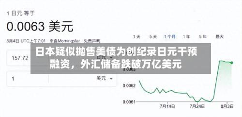 日本疑似抛售美债为创纪录日元干预融资，外汇储备跌破万亿美元