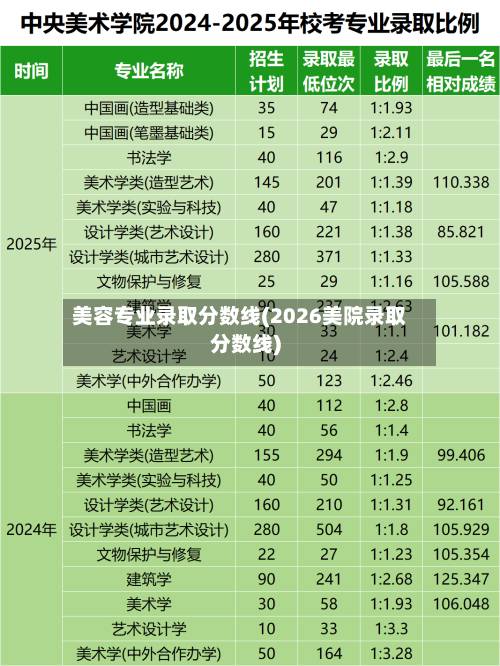 美容专业录取分数线(2026美院录取分数线)