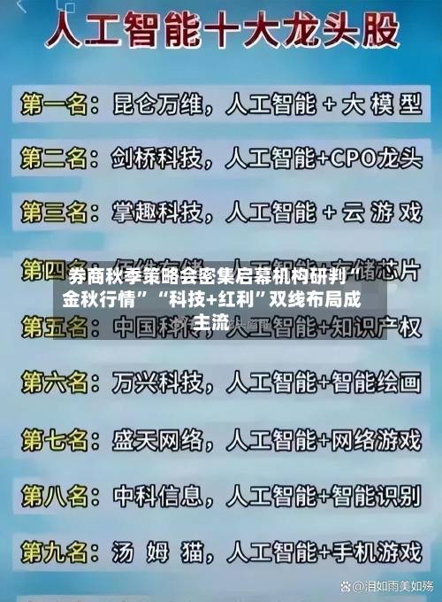 券商秋季策略会密集启幕机构研判“金秋行情	” “科技+红利”双线布局成主流-第2张图片