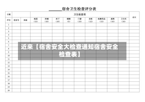 近来【宿舍安全大检查通知宿舍安全检查表】