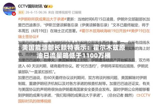 美国能源部长赖特表示：霍尔木兹原油日流量略低于1100万桶-第2张图片