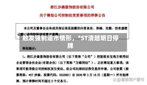 触发强制退市情形，*ST清越明日停牌-第2张图片