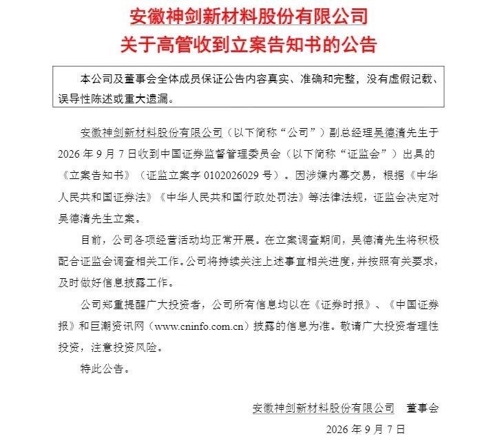 002361	，副总经理被证监会立案调查